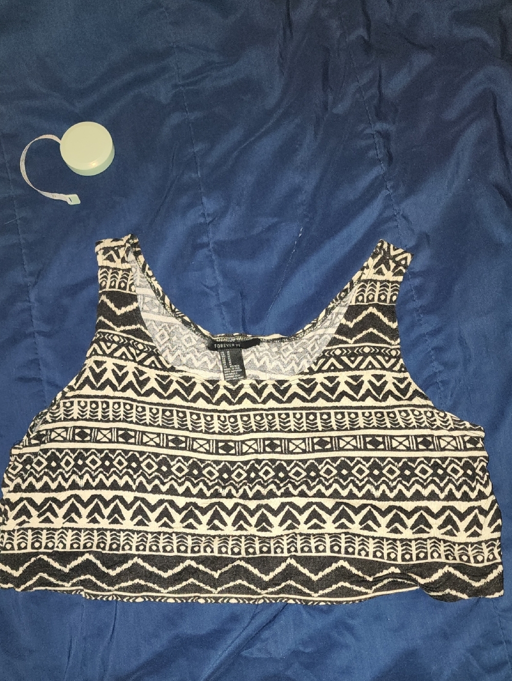 Vintage Forever 21 Black and White Tribal Crop Tank